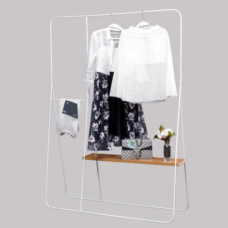  Wood White Boutique Furniture Clothing Display Rack 