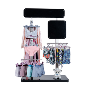 Floor standing stainless steel and acrylic garment display hanging metal rack