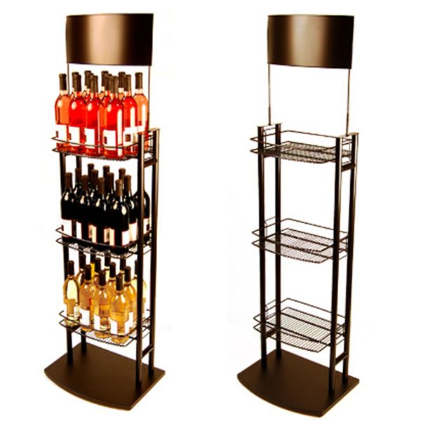 Wine Bottle Steel Rack Supermarket Mesh Lucite Drink Display Stand